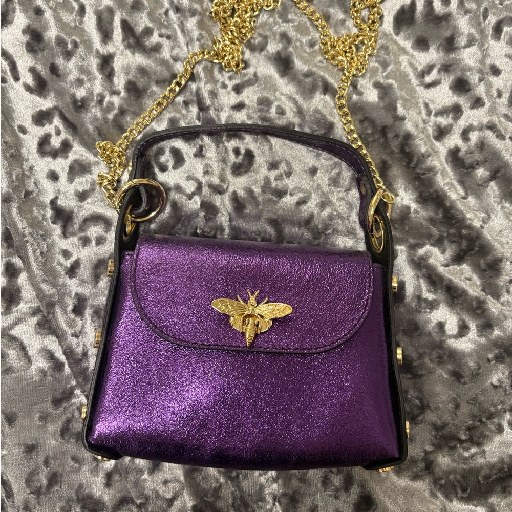 Purple Designer Handbag with Gold Chain NWOT